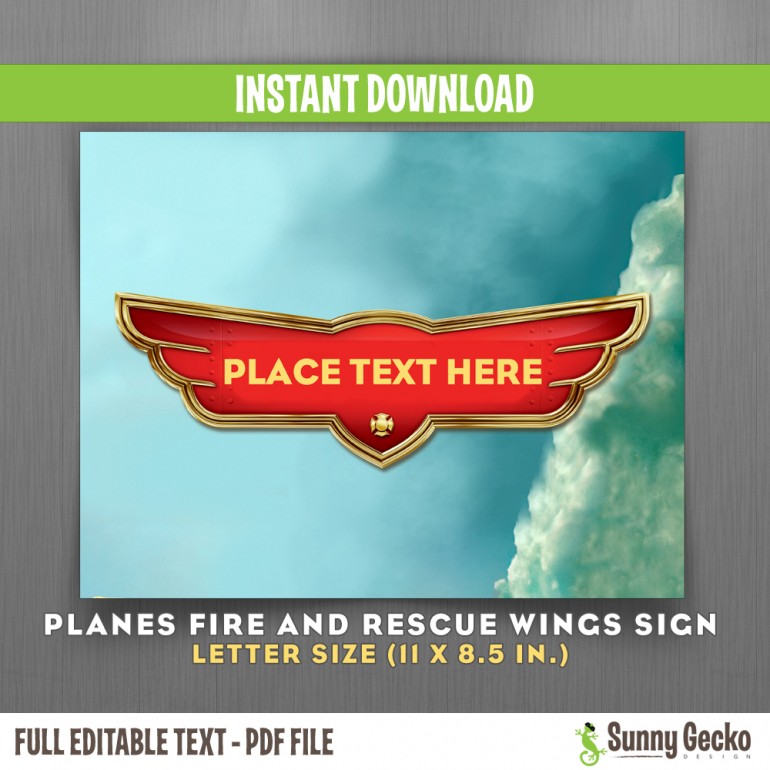 Planes Fire and Rescue Wings Sign 